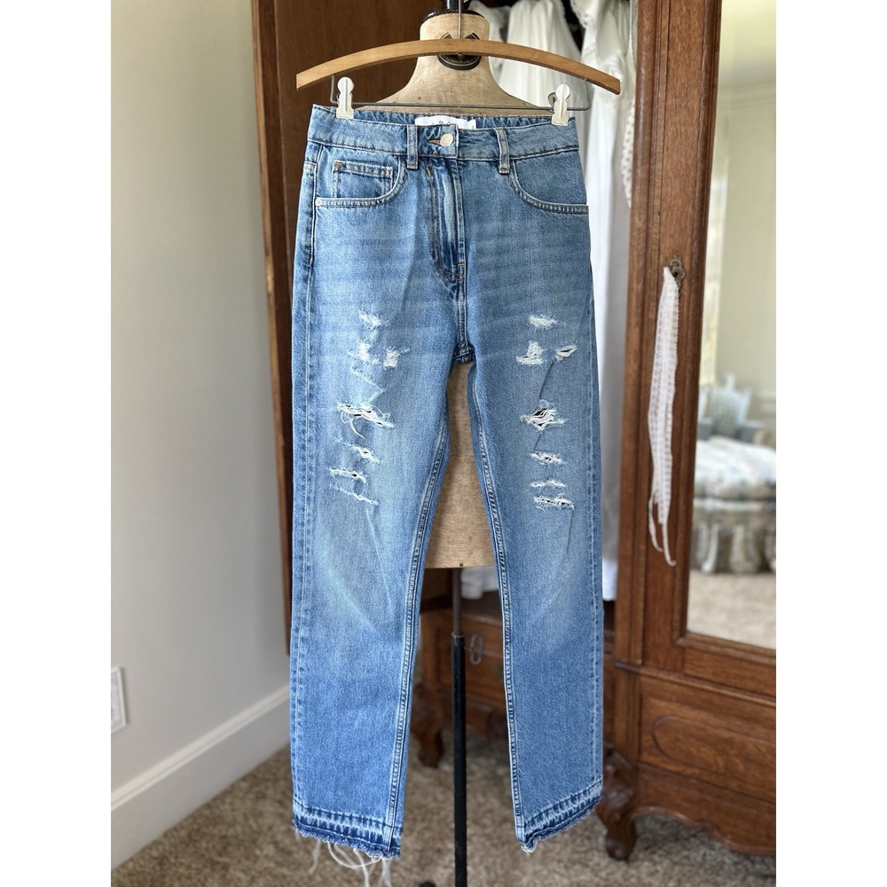 IRO Distressed Boyfriend Jeans Frayed Hem Light‎ Wash Denim Size 26